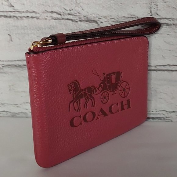 'COACH' PEBBLE-LEATHER SIGNATURE HORSE & CARRIAGE EMBOSSED WRISTLET BELLA~ROSAE - Picture 2 of 16